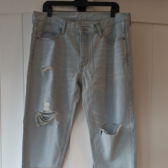 🌸 NWT Old Navy Mid-Rise Slouchy Taper Light Non-Stretch 12P Knee Ripped Jeans - Picture 4 of 10